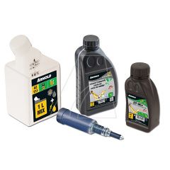 ARNOLD sada pro benzinové řetězové pily (olej 2-takt / olej na řetězy / láhev na míchání / maznička)